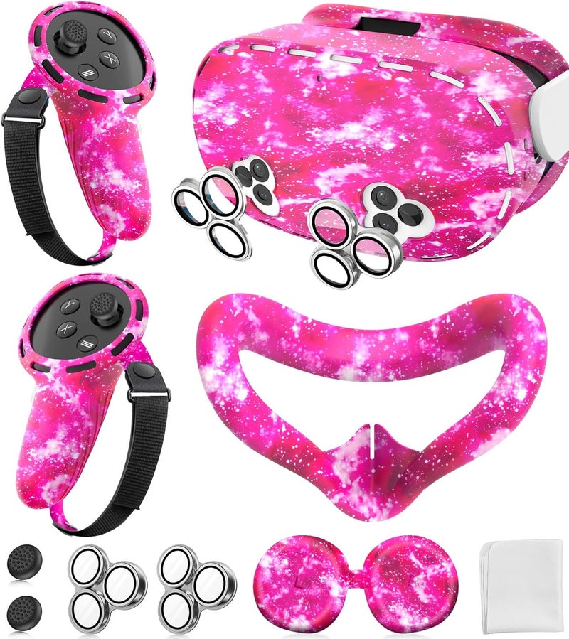 ms cleo Silicone Cover Set Compatible with Meta/Oculus Quest 3s Accessories, Silicone Face Cover, Controller Grip Cover, Camera Lens Protector, VR Shell Cover, Protective Lens Cover, Not Fit Quest 3 - Image 1